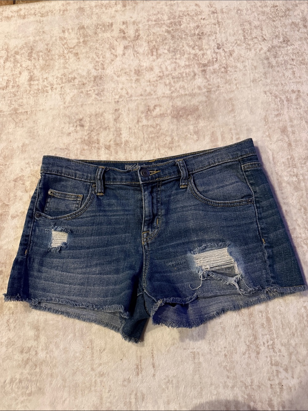Mossimo Supply Co. Distressed Dark Blue Denim Shorts